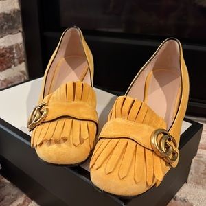 Gucci Kid Scamosciato Marmont Heels Size 36